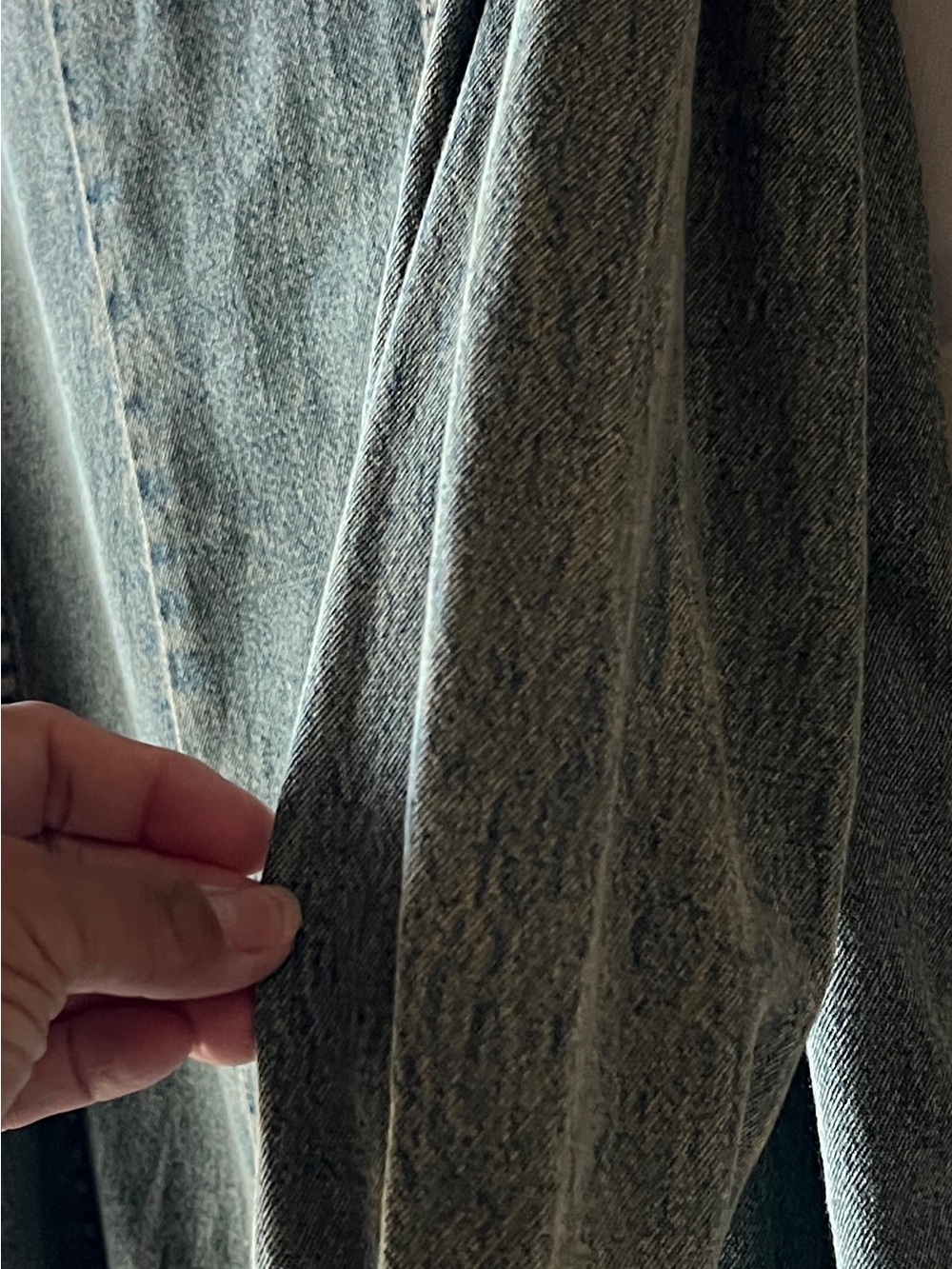 CRAZY LINE Embroidered Long Denim Coat - Green - Picture 11 of 14